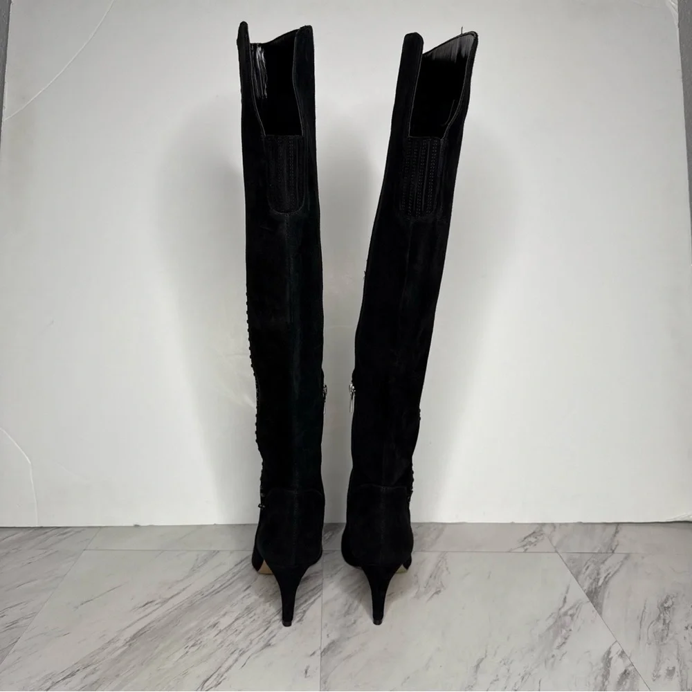 Vince Camuto Seselti Black Suede Pointy Toe Tall Boot 8 1/2 M - Picture 4 of 16